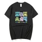 Для мужчин wo Для мужчин футболка каваи хисока Охотник х футболка с изображением охотника Killua Zoldyck; Сапожки в стиле футболка с вырезом лодочкой, приталенный мягкий Аниме Манга Футболка