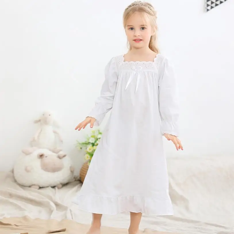 

Family Matching Outfits Princess Nightdress baby girls women cotton sleep wear Square collar loose mother and kids ws1336