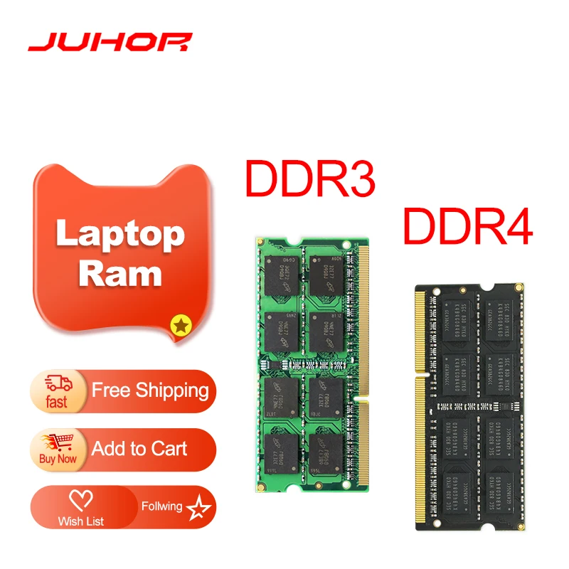 Оперативная память JUHOR DDR3 для ноутбука 4 ГБ 8 16 DDR4 2666 МГц 2400 1600 Sodimm Memoria | Компьютеры