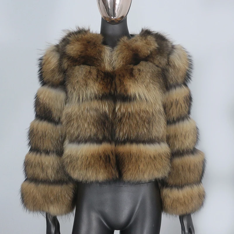 

2021 New Fashion Winter Jacket Women Big Real Fur Coat Natural Raccoon Fur Hood Thick Warm Outerwear Streetwear Removable