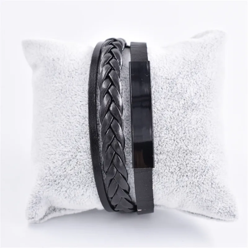 Многослойный браслет из натуральной кожи для женщин металлический