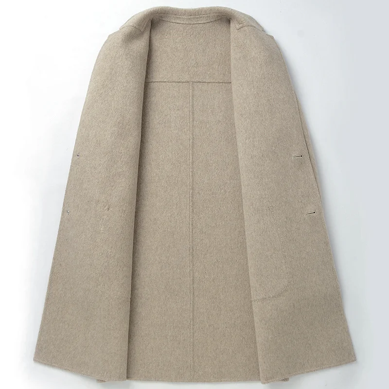 Шерстяное мужское двустороннее длинное пальто кашемировое из альпаки мужские и