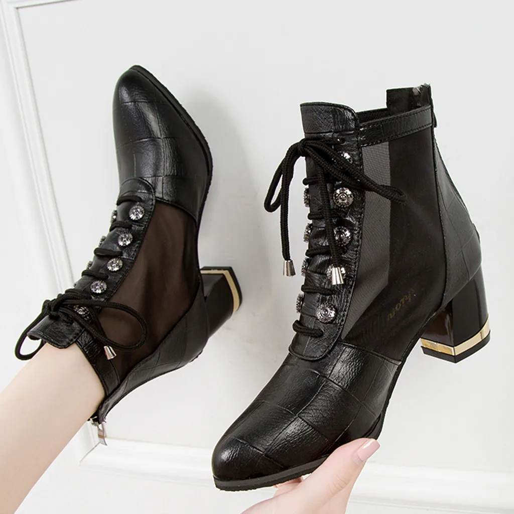 YOUYEDIAN/2019 прозрачная обувь женские ботильоны на шнуровке сезон осень зима черные