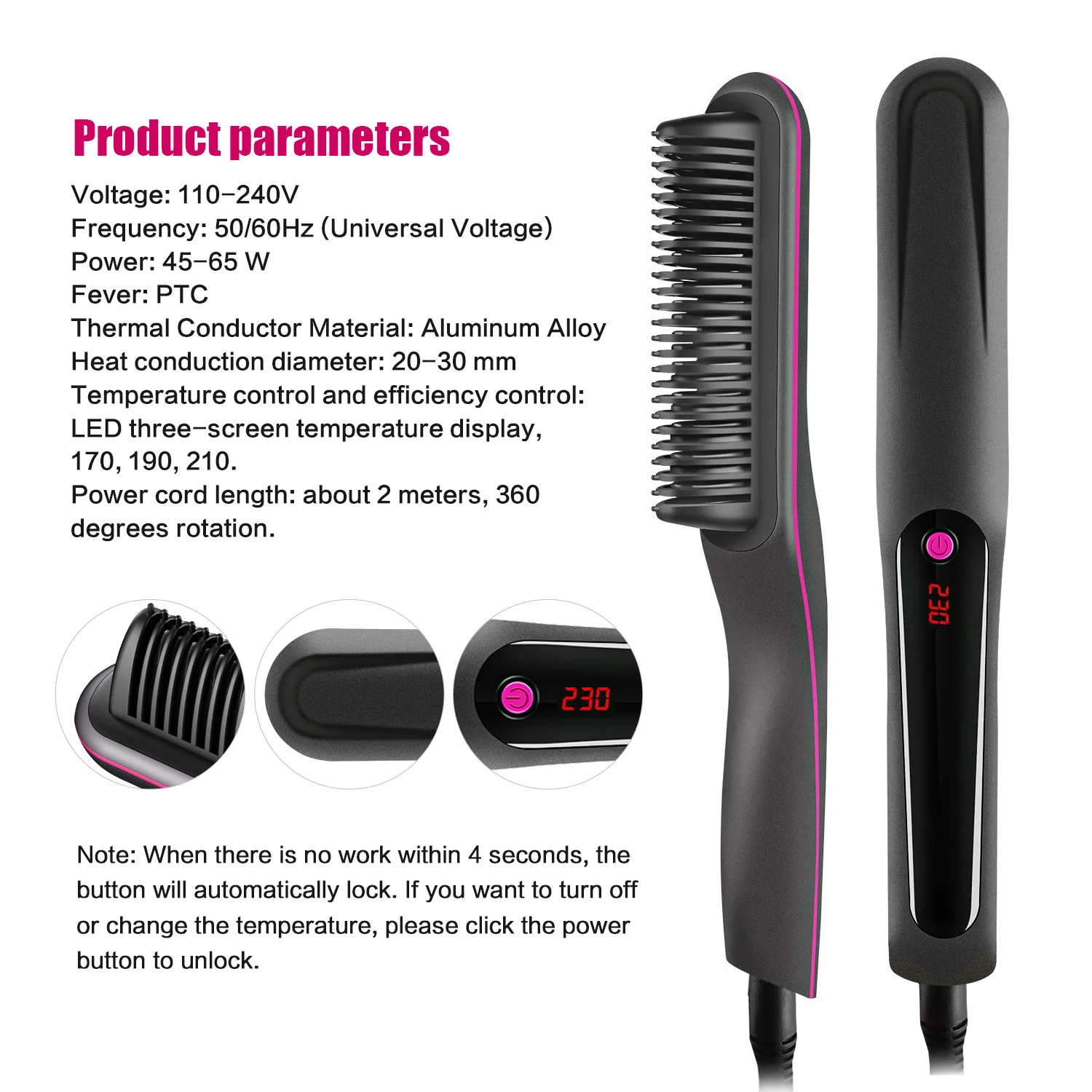 

2020 new Multifunction Anti-scalding hair brush perm rods hair straight styler flat iron wand curler electric for man and woman