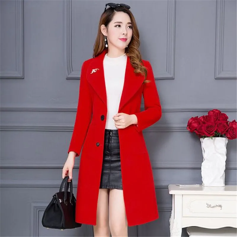 2019 Outerwear Overcoat Autumn Winter Women Wool Coat New Fashion Long Single-breasted Slim Type Coats Female A917 | Женская одежда