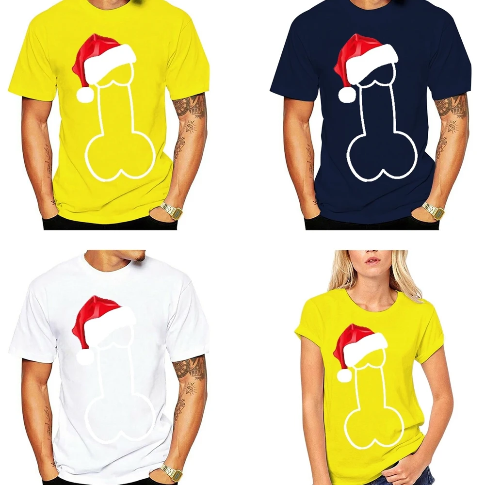 Версия Забавный пенис Рождественская шапка подарок на праздник футболка с