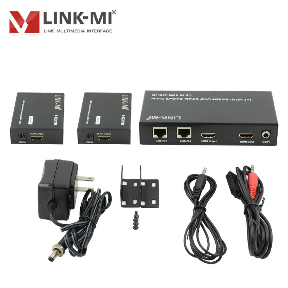 LINK MI 1x2 HDMI разветвитель на одном кабеле Cat5e/6 до 50 м с ИК поддержкой 3D 1080P DIP switch для