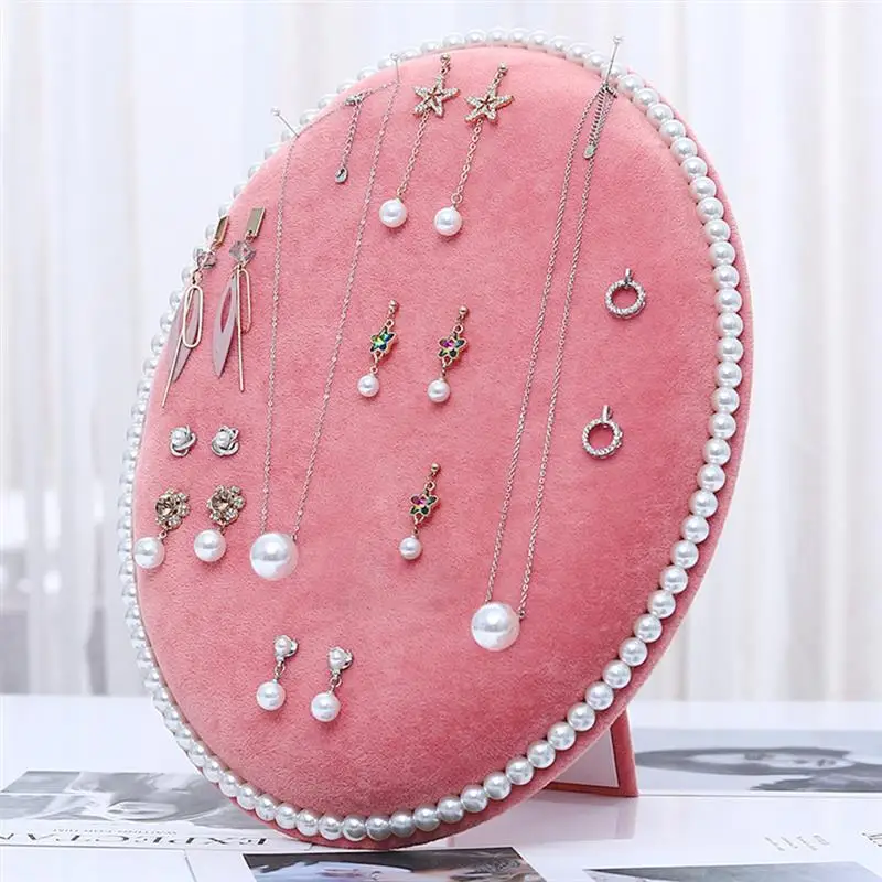 

Earring Holder Jewelry Storage Rack Ornaments Display Board Hanging Round Pearl Display Stand Jewelry Accessories