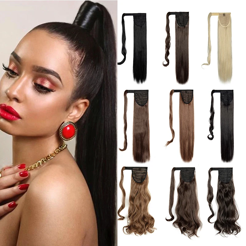 

Lelinta 18 "24'' прямой/волнистый кудрявый удлинитель вокруг конского хвоста для женщин синтетический удлинитель волос