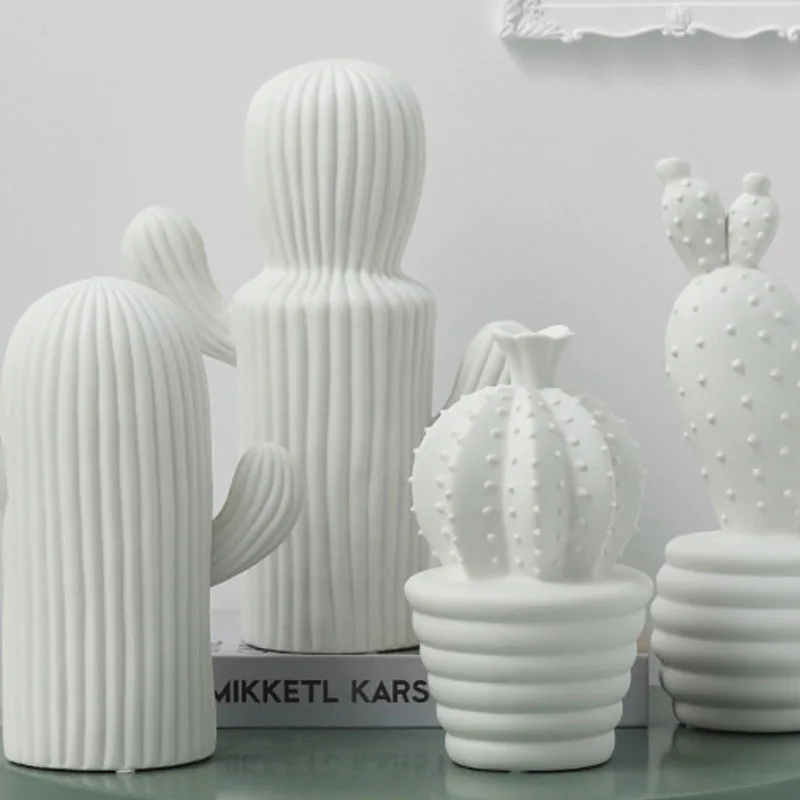 

Home Decor Ceramic Cactus Figurines Creative Plant Ornaments Nordic Style Crafts Soft Home Decorations Accessories Hogar Gift