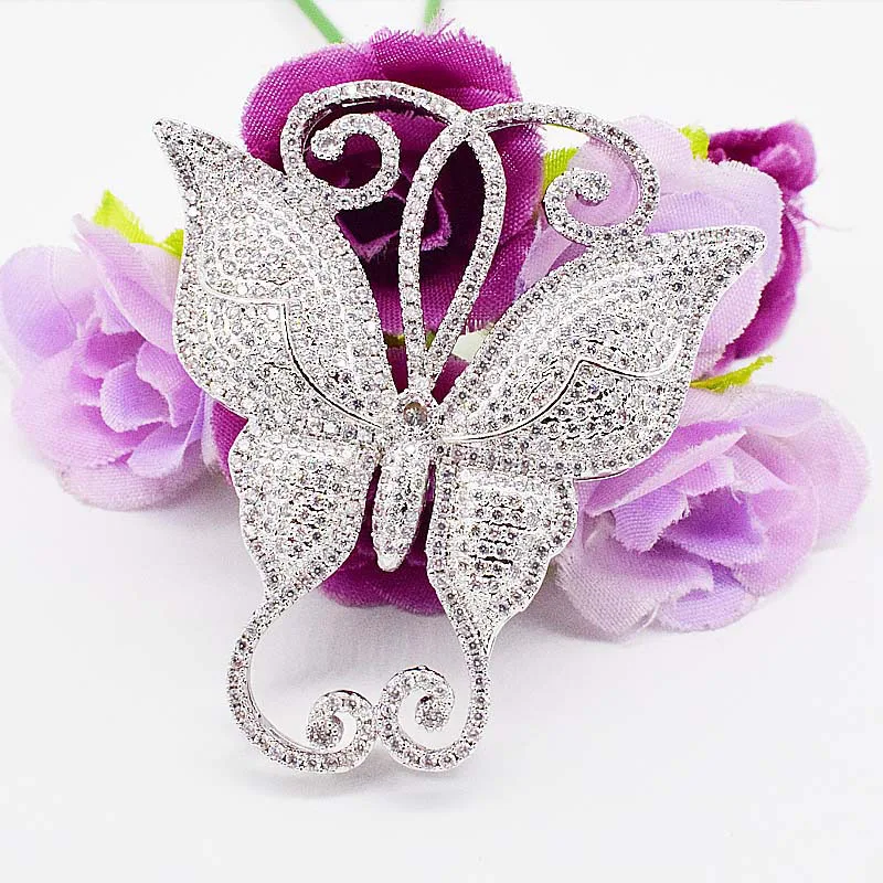 

55x45mm Women's High Quality Butterfly CZ-inlaid Pearl Bracelet Buckle, necklace buckle, sweater chain connection buckle