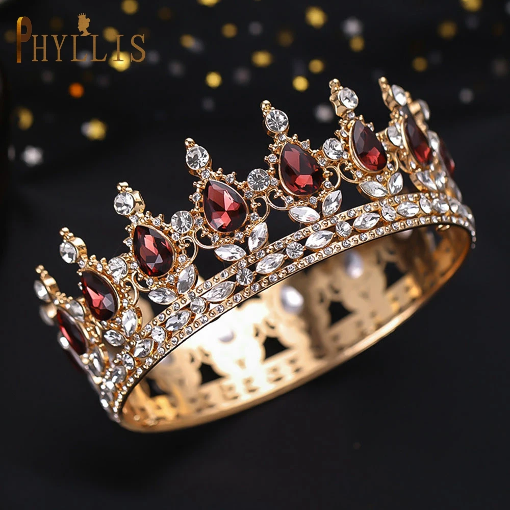 

A218 Round Pageant Crown Wedding Tiaras Rhinestone King Crown Princess Diadem Bride Hair Accessories Bridal Headwear Headpiece