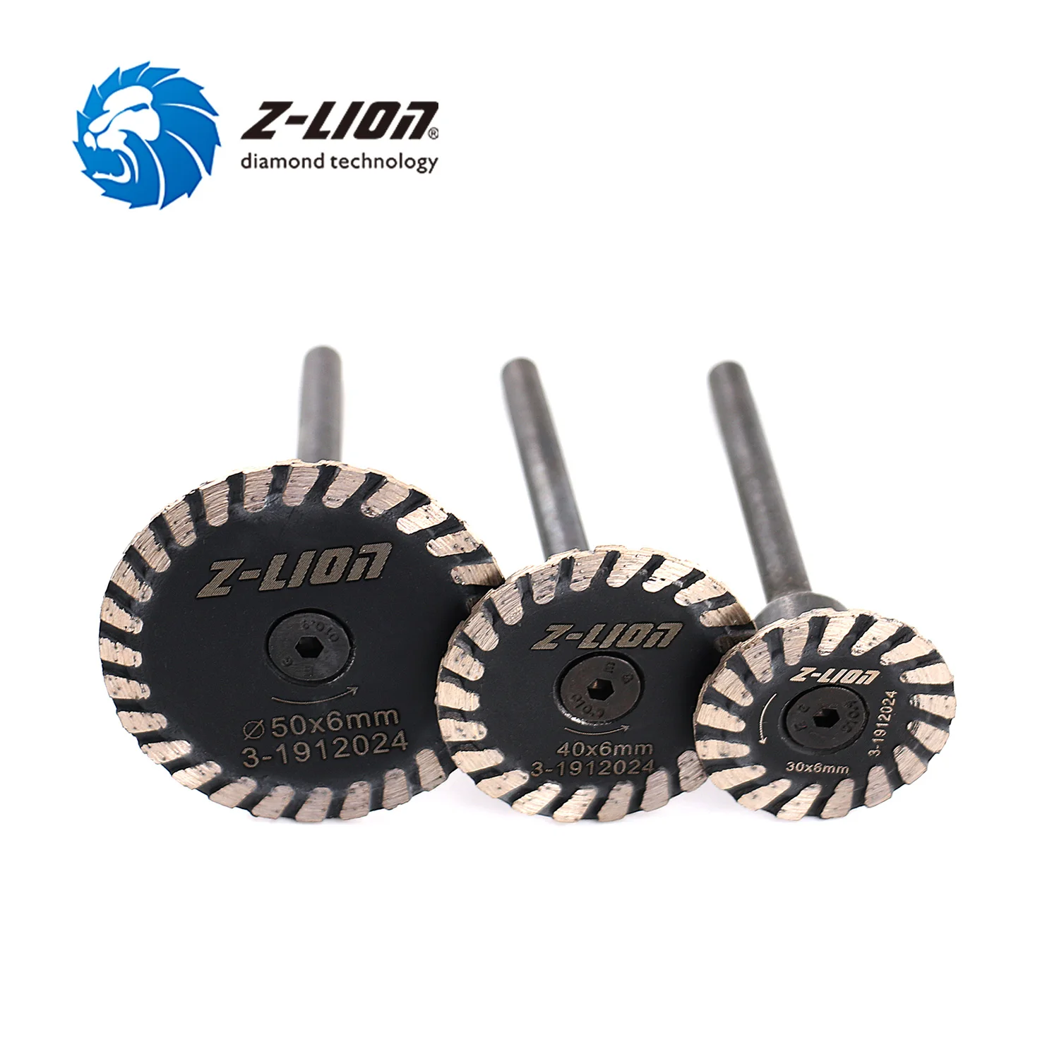Алмазный Мини-турбо пильный диск Z-LION 30/40/50 мм с 6 хвостовиком для влажной резки