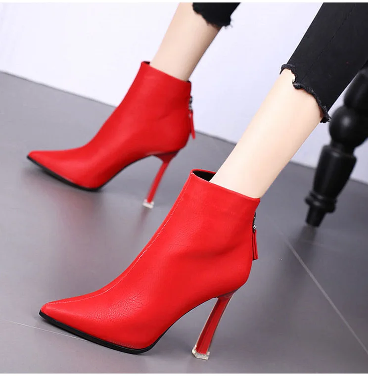 

Net Red Short Boots Women's 2021 Autumn and Winter New Martin Boots Women's British Style Pointed High-heeled Women's Boots
