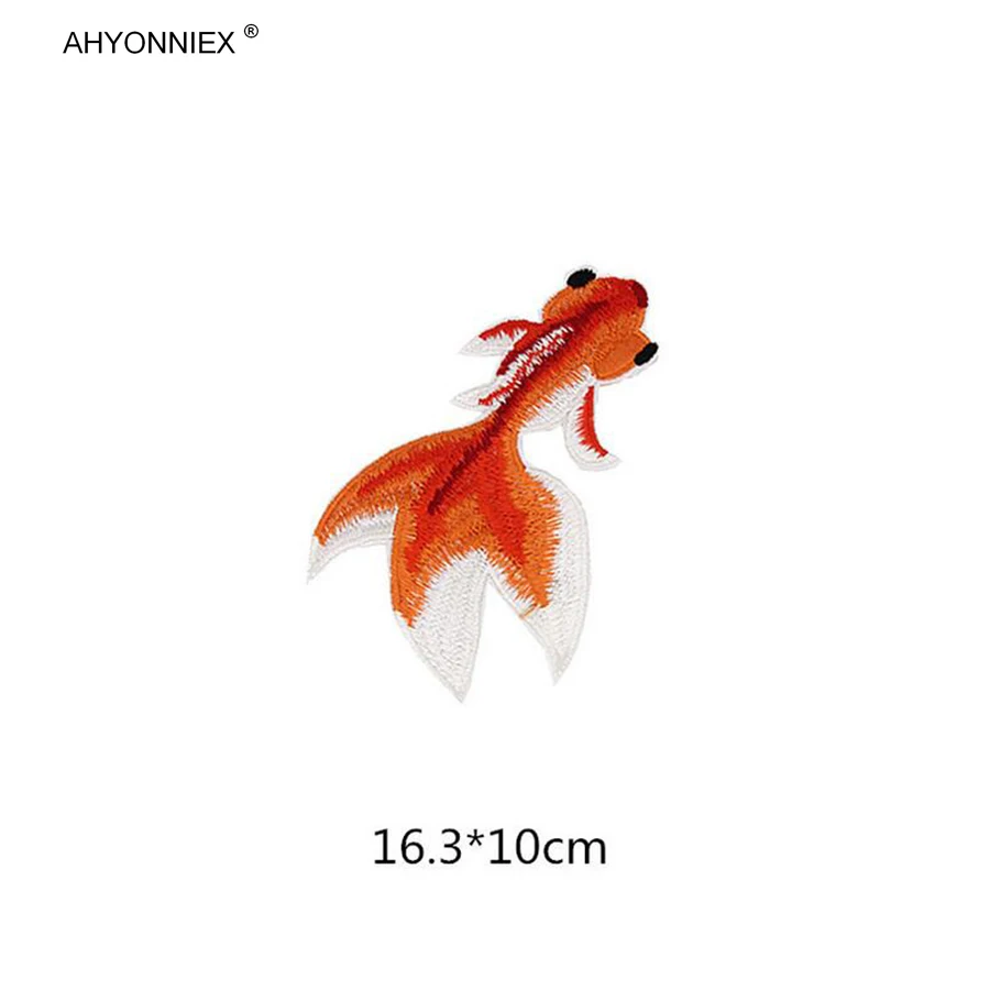 1 шт. вышитая нашивка с золотой рыбкой для одежды железная декор вечеринки