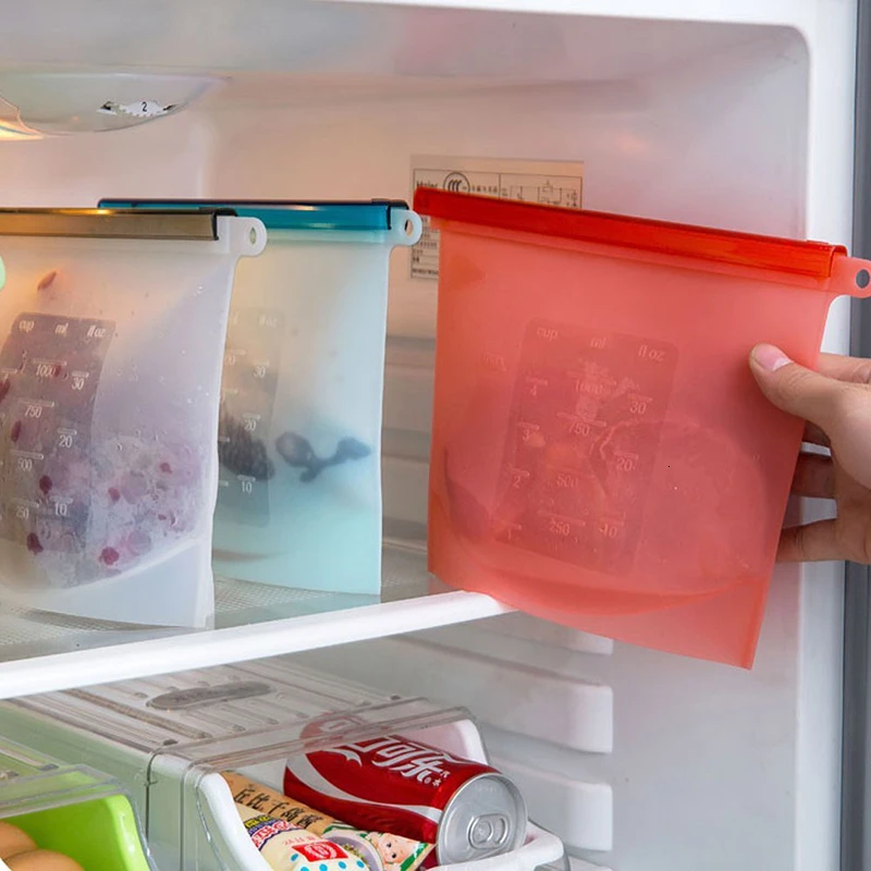 

4 шт., силиконовые пакеты для хранения пищевых продуктов, 1000 мл