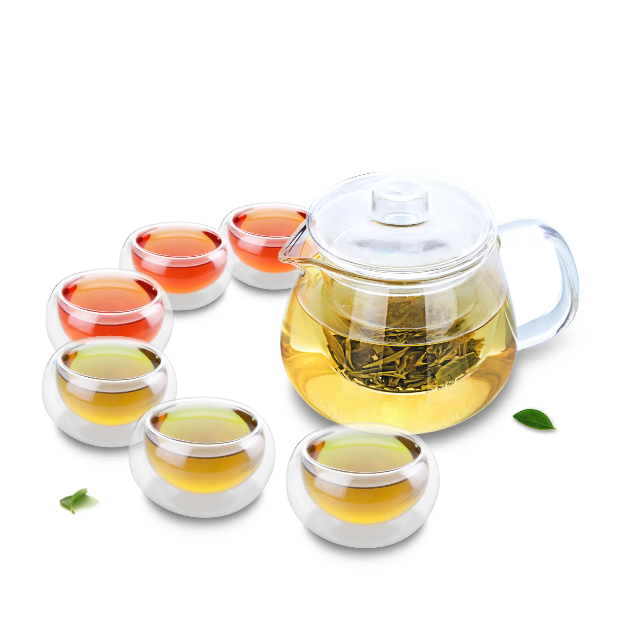 

1x 7in1 Kung fu Coffee Tea Set -485ml Heat-Resisting Glass Water Tea Pot with infuser +6* Small Tea Cups Mugs Set