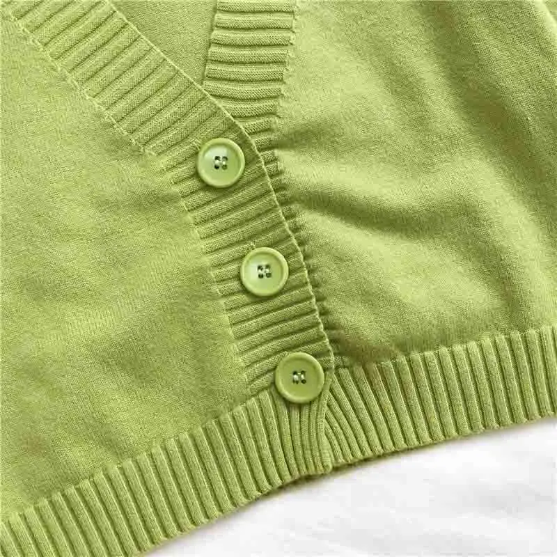 

2020 Knitted Sweater V Neck Long Sleeve Slim Fit Cardigan Single Breasted Top Loose Thicked Pull Femme Print Short Casual Coat