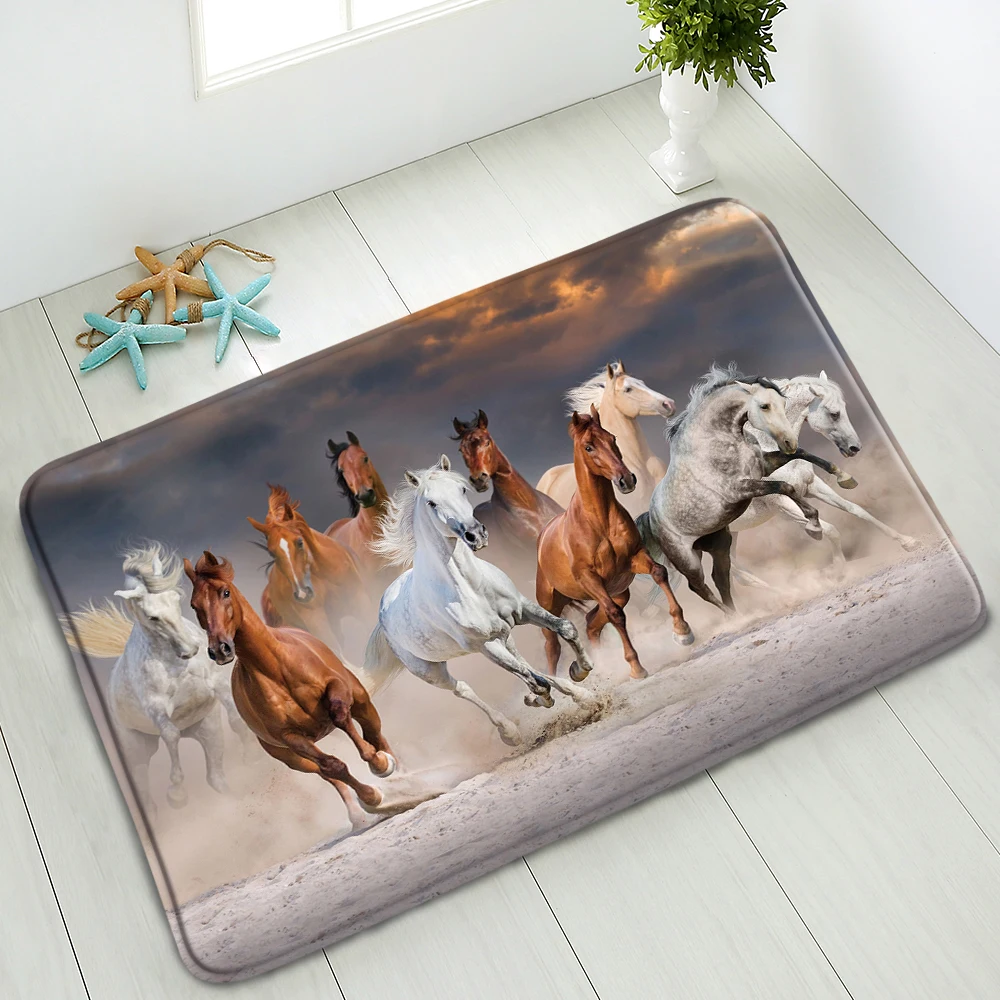 

Animals Cow Horse Bathroom Entrance Non-Slip Mat Bedroom Door Indoor Floor Kitchen Water Carpet Absorption Home Decor Washable