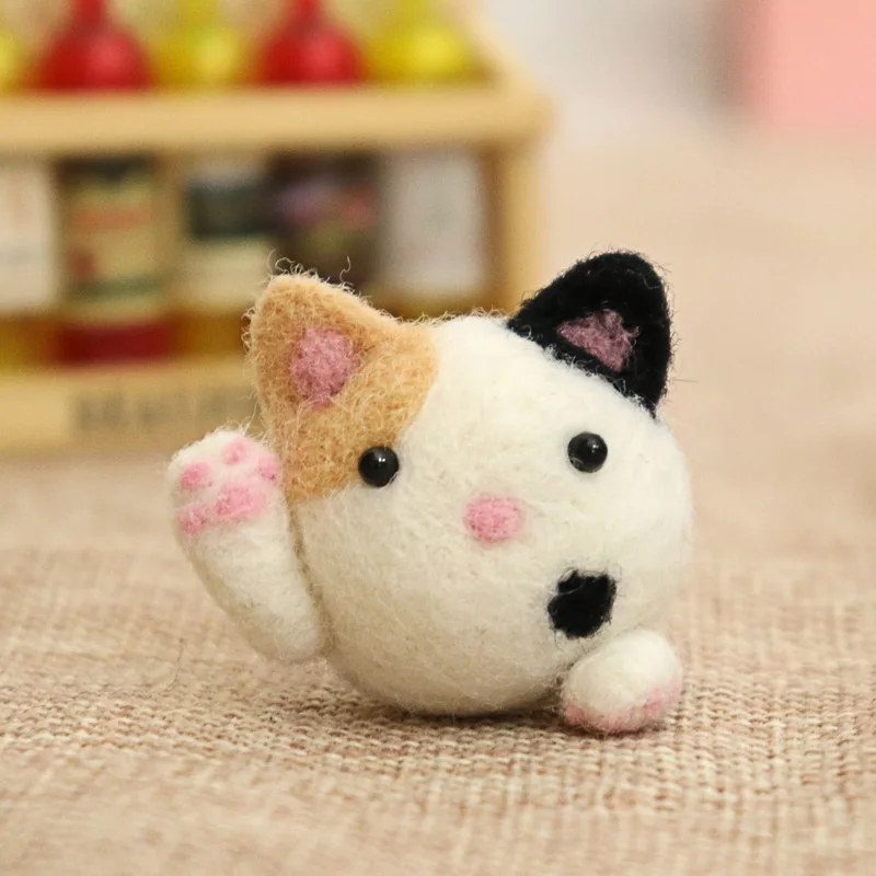 9 шт. один пакет DIY ручной работы кошка животных шерсть иглы фетр подарок ручной работы для друзей детей