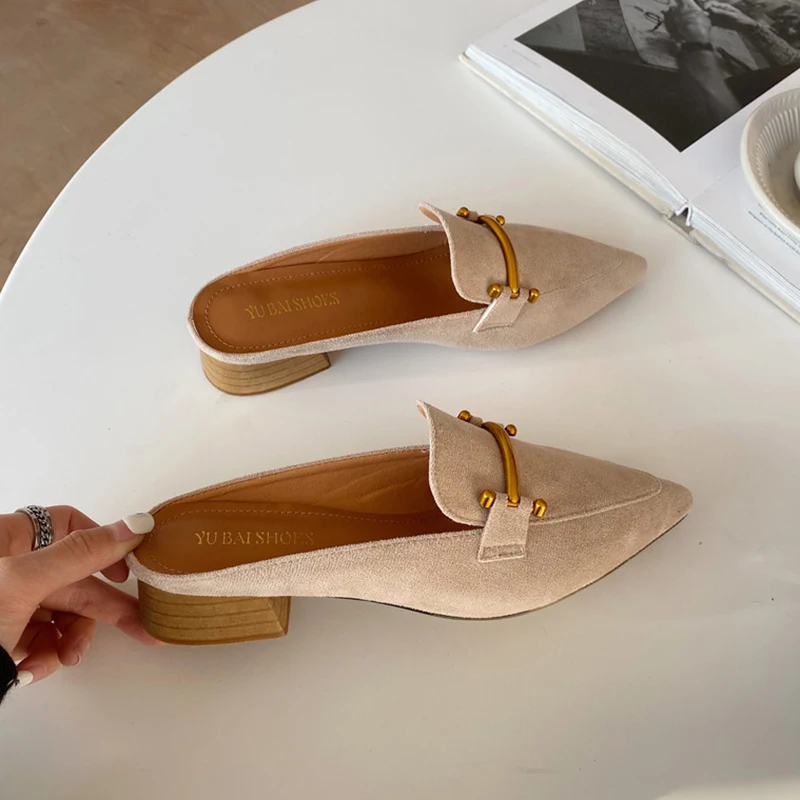 Меховые лоферы женская обувь на каблуке повседневные Мокасины шлепанцы