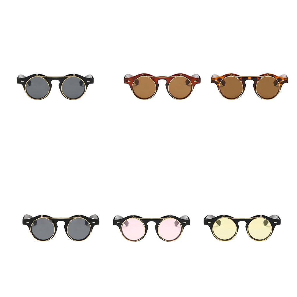 Круглые солнцезащитные очки унисекс в стиле Стир с открытыми линзами защитой от