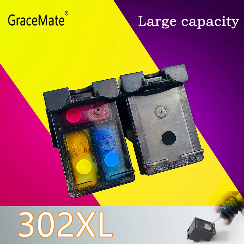 

GraceMate 302XL Refill Ink Cartridge Replacement for hp302xl hp 302xl Deskjet 1110 1111 2130 2135 3630 3632 Officejet 5232 5220