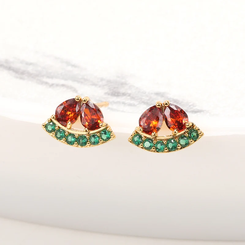 

Korean Version Of Rhinestone Watermelon Earrings Cute Jewelry Student Girl Earring Fashion Stud Earrings Aesthetic accessories