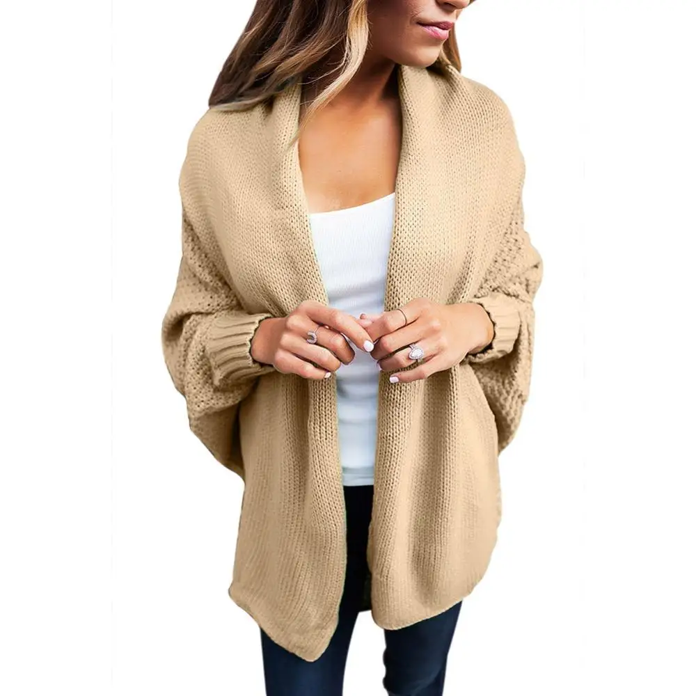 

Autumn/Winter Fashion New Arrival Women Flat Knit Cardigan Coat Solid Color Loose Long Bat Sleeve Ladies Tops Sweater Clothing