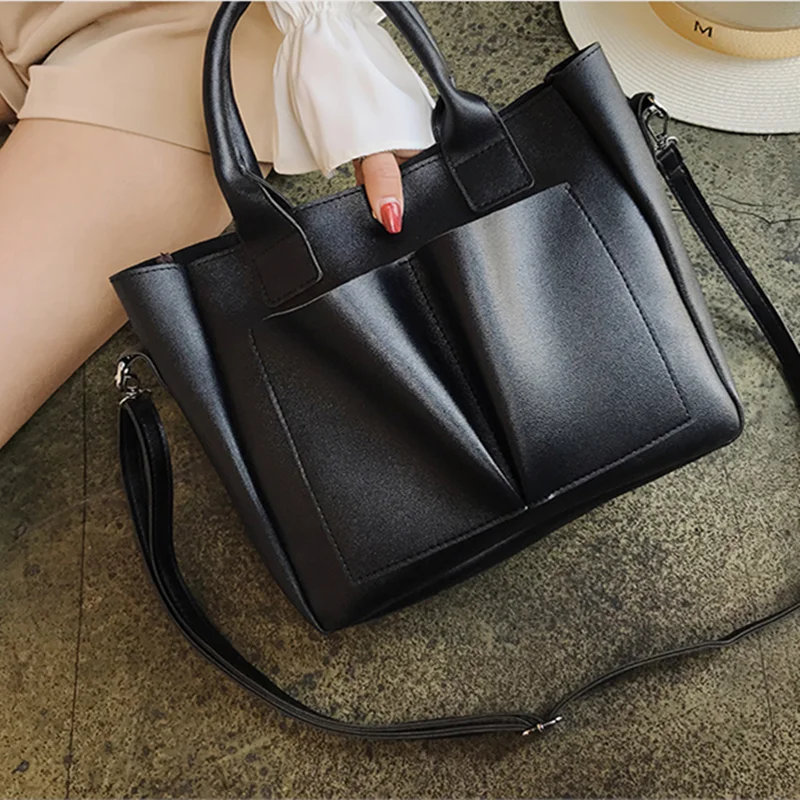 

2020 Pu Leather laptop Bag Simple Handbags Famous Brands Women Shoulder Bag Casual Big Tote Vintage Ladies Crossbody Bags