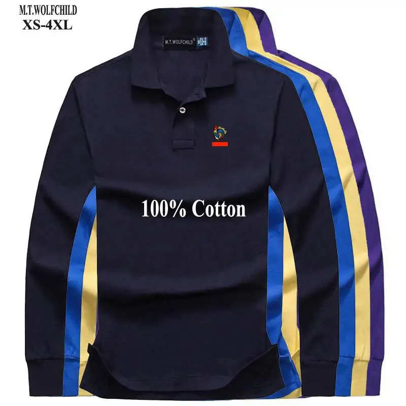 Мужские рубашки поло с длинным рукавом высшего качества весна осень 2020 100% хлопок