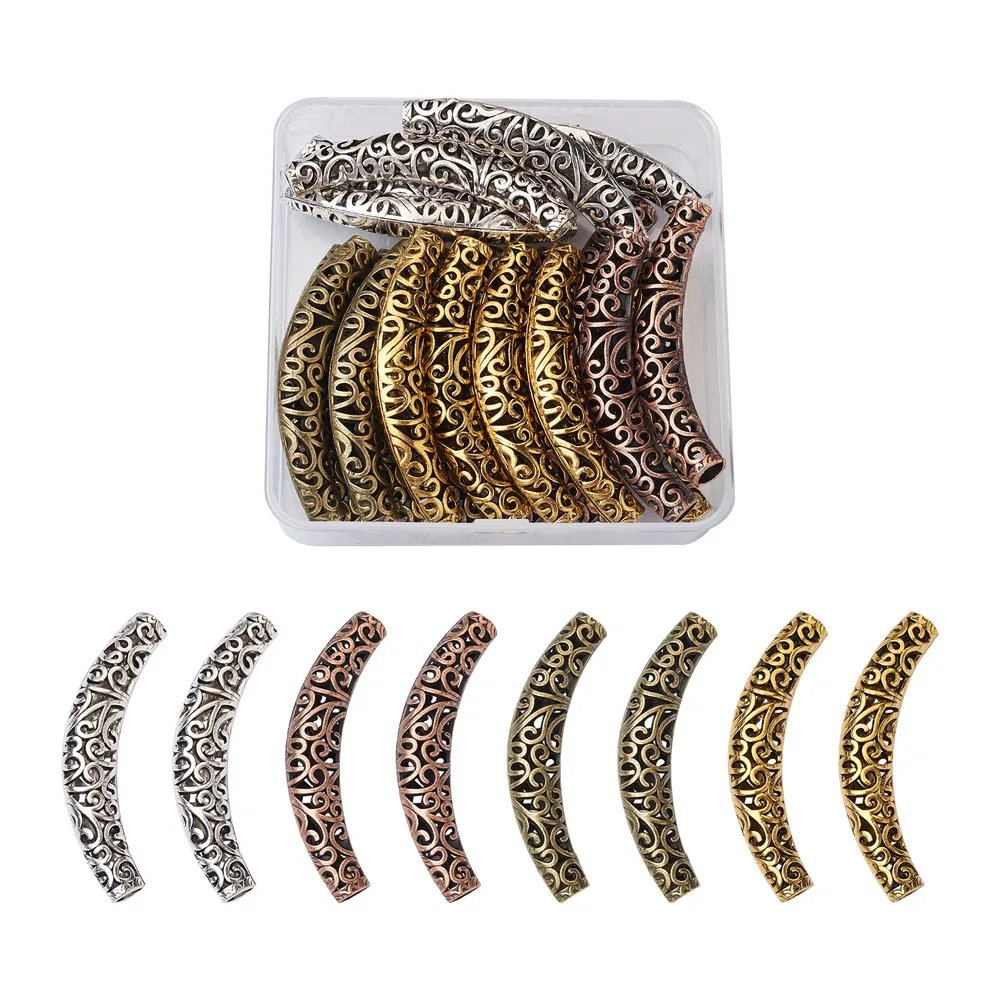 

20Pcs/Box Tibetan Hollow Curved Tube Spacers Beads Vintage Bead For DIY Necklace Bracelet Jewelry Findings Making Accessories