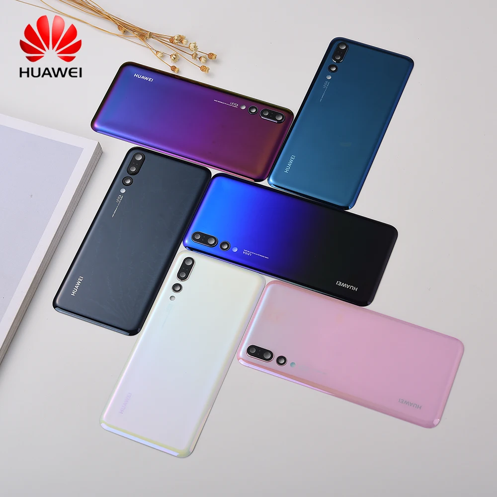 

P20 Pro Battery Cover For Huawei P20 CLT-TL00 L29 Housing Glass Repair Back Door Phone Rear Case + Logo Camera Lens & Stickers