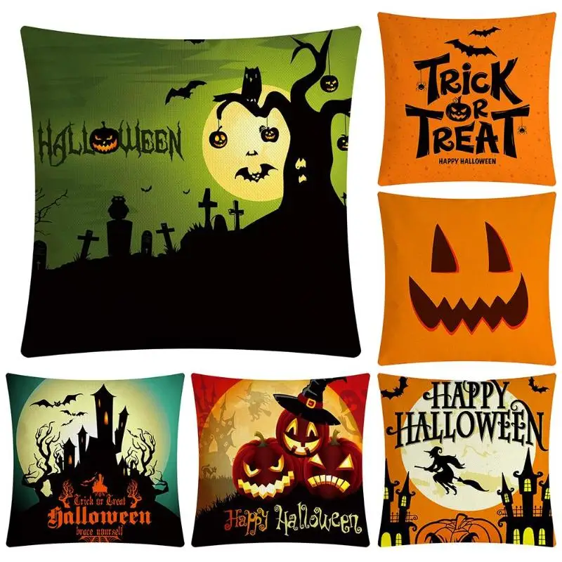 Модные Тыква Happy Halloween наволочка с изображением замка композиционные материалы