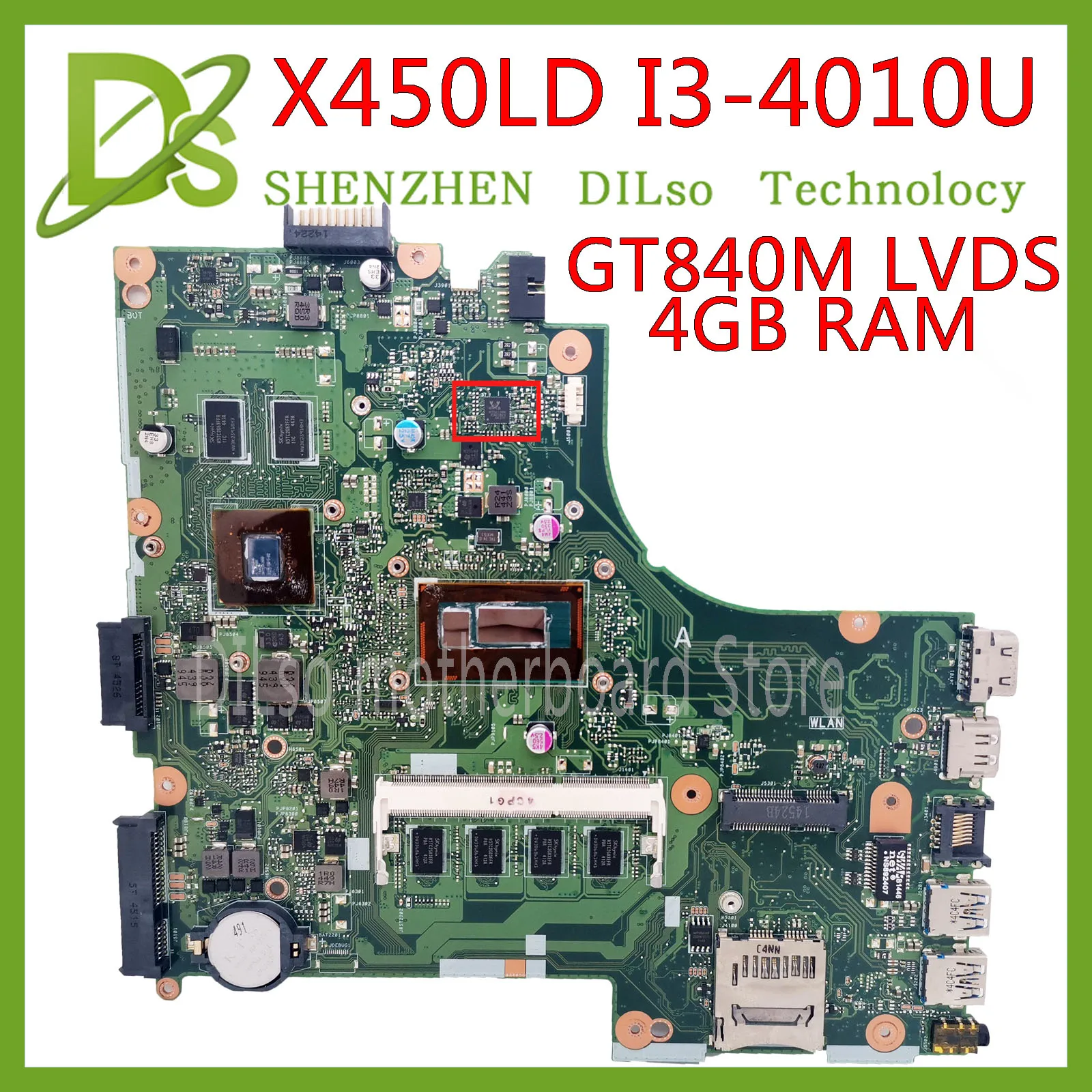 

KEFU X450LD материнская плата для ноутбука ASUS X450L X450LA X450LC mianboard I3-4030U/4010U GT820M 4 Гб RAM тестовая материнская плата