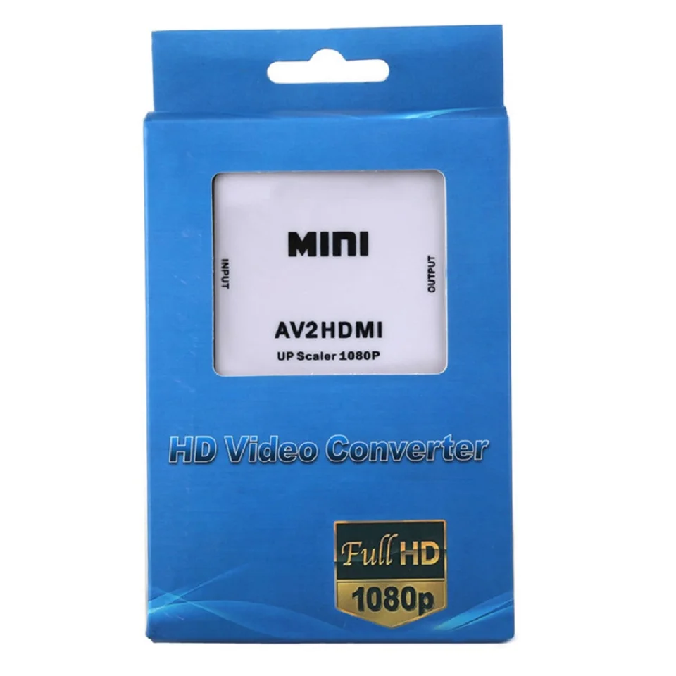 Мини 1080P композитный AV RCA в HDMI видео конвертер адаптер Full HD 720/1080p UP Scaler AV2HDMI для TV