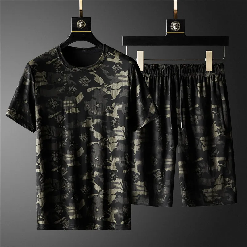 Спортивный костюм мужской повседневный Модный комплект с коротким рукавом