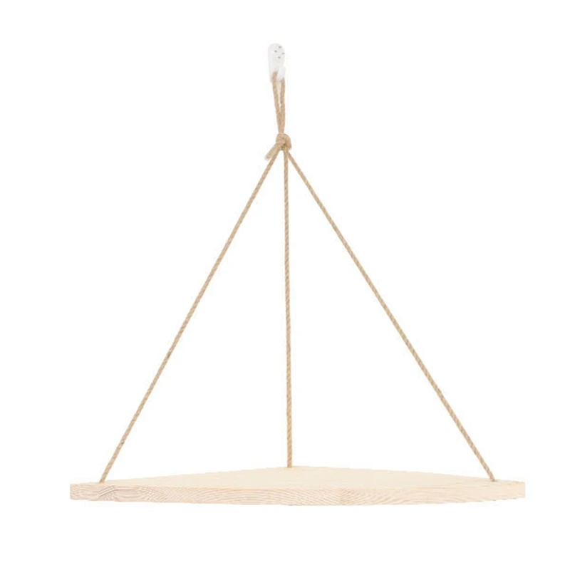 Деревянная подвесная полка угловая полки для ванной с веревкой домашнего