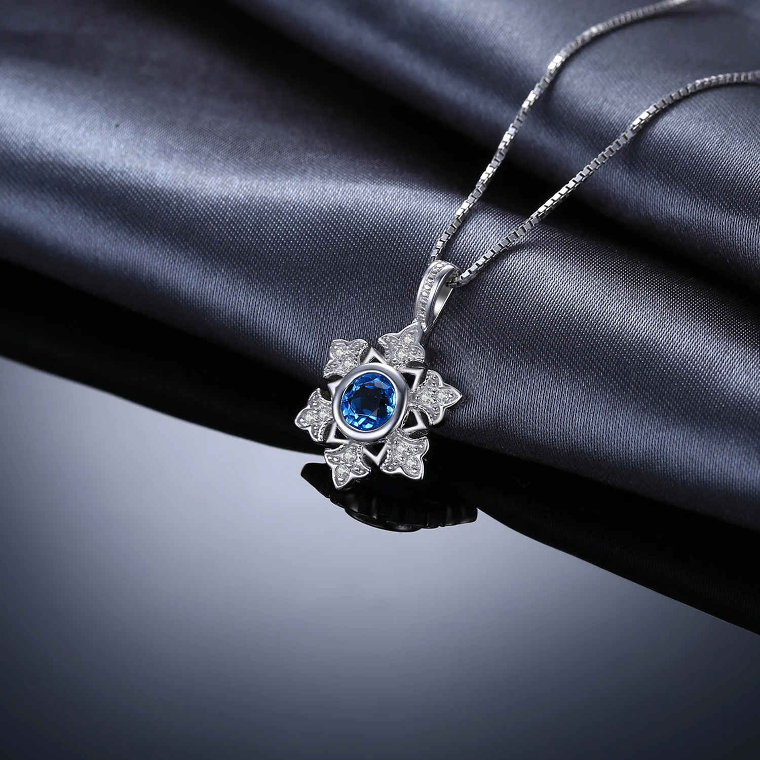 Ювелирный дворец Снежинка 1.1ct подлинный синий топаз кулон 925 Серебро подарок для