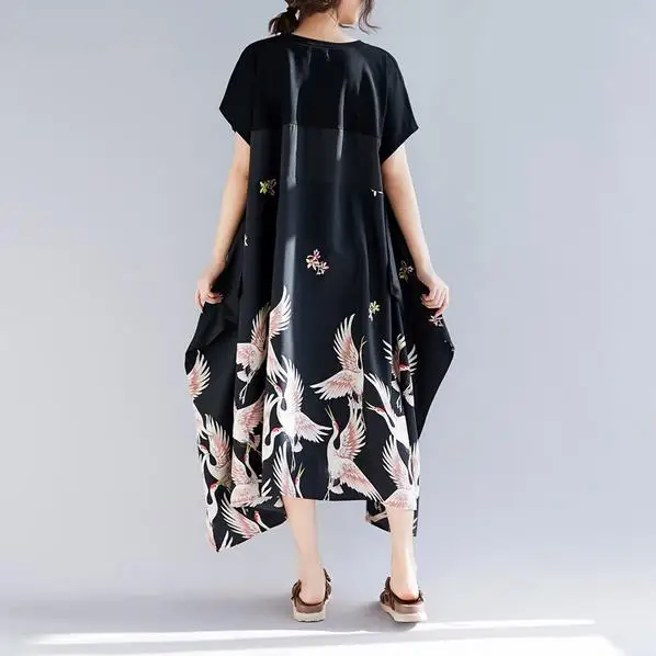 Простые неправильной формы женское платье лето 2020 принт свободное пэчворк для