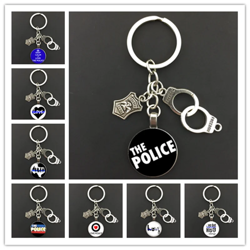 Новый полицейский круглый брелок для ключей полиция искусство фото стеклянный