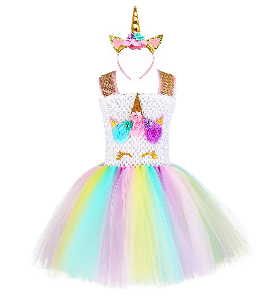 Детское платье с цветочным рисунком единорога для девочек | Тематическая одежда