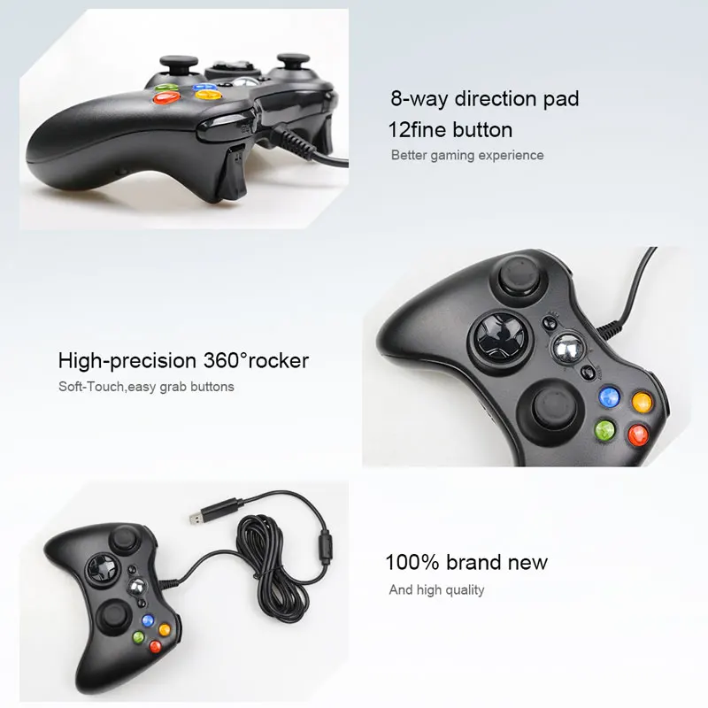 For Xbox 360 USB Wired Gamepad Support Win7/8/10 System Controle Joystick XBOX360 Slim/Fat/E Console Game Controller Joypad | Электроника