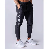 lyft spring and autumn new fashion mens jogging fitness printing fitness training pants mens cotton casual black sports pants