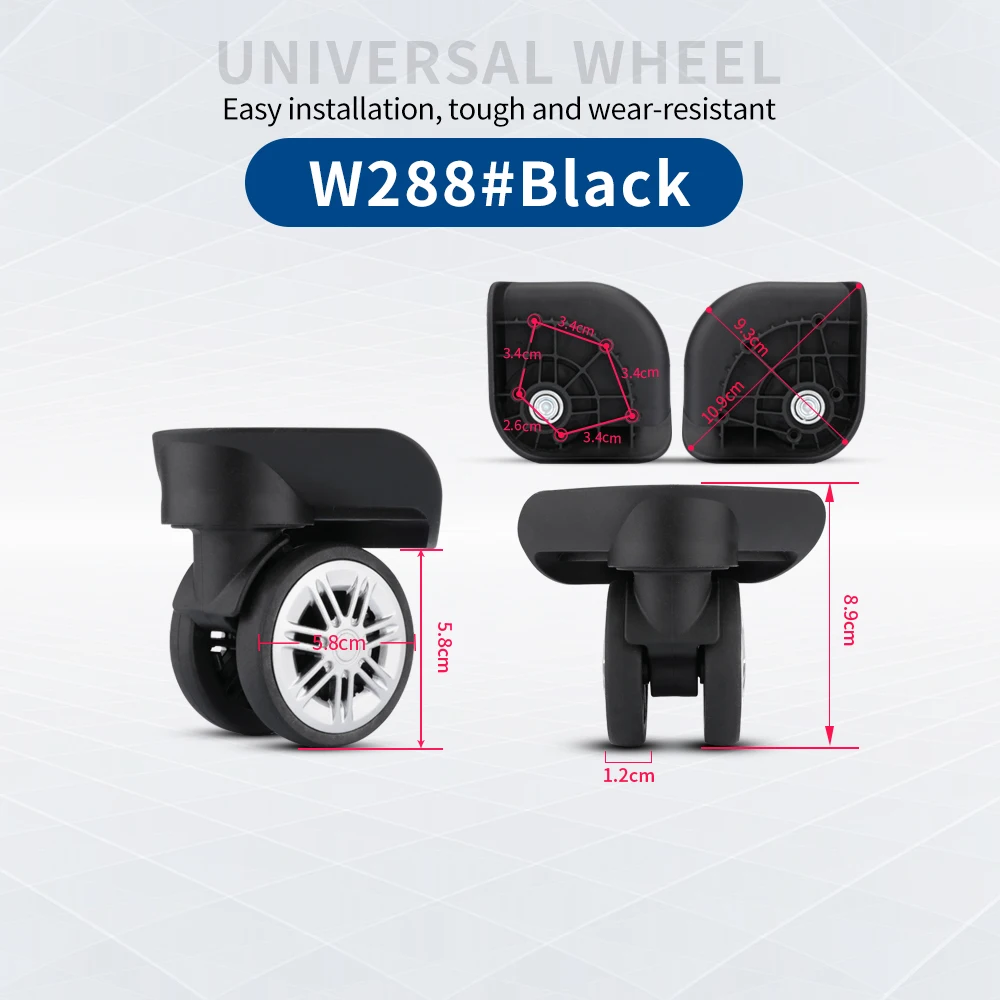 TANGYIPIN W288 Wheel Repair Parts Suitcase Trolley Case Luggage Replacement Universal Casters Easy Install Detachable Wheels