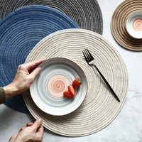 nordic cotton rope handmade round table mat 7 inch soup plate anti slip mat solid color insulation pad