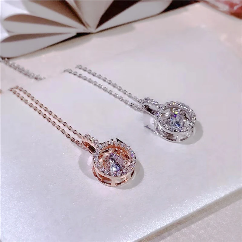 

New Creative Hollow Pendants Round Necklaces for Women Bling Clear CZ Choker Pendant For Girl Fashion