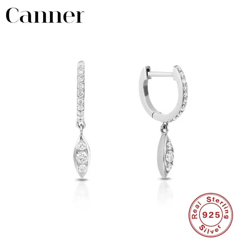 

925 Sterling Silver Hoop Earrings Geometic Crystal AAAAA Zircon Drop Gold Color Earrings For Women Fine Jewelry pendientes W4