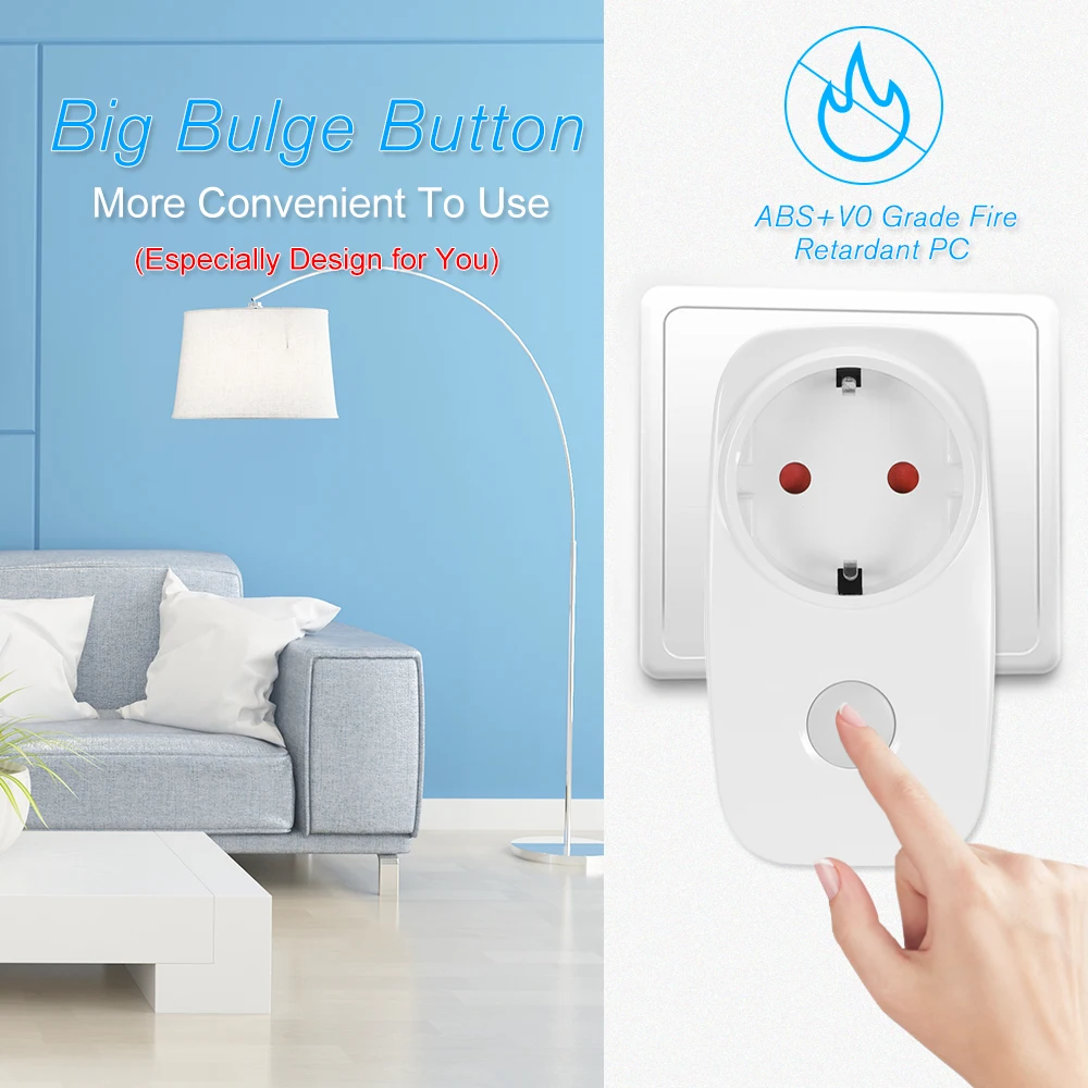 Умная розетка с Wi Fi функцией таймера и голосовым управлением совместима Google