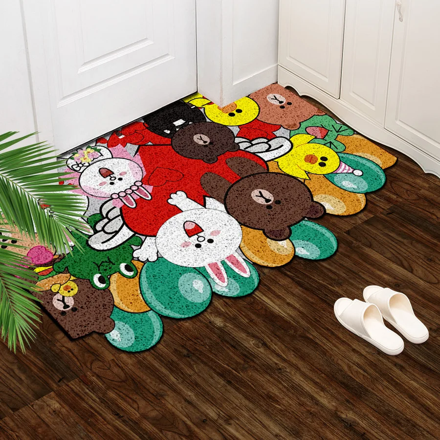 

PVC Cartoon Carpet Anti-Slip Silk Loop Custom Cute Doormat for Kids Room Play Mat Living Room Kitchen Bathroom Rug Home Decor